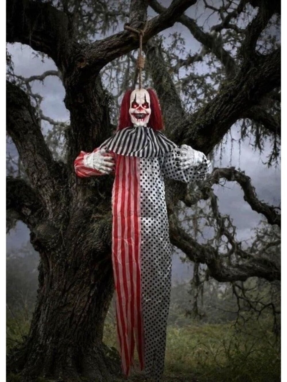 5 Ft Animated Hanging Clown Halloween Decoration Light Sound Motion
